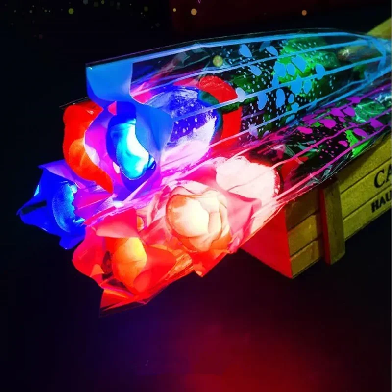 50pcs Romantic Light Up Rose Flower Headbands Party Home Proposal  Pink Birthday Gift Home Glow Party Christmas Halloween