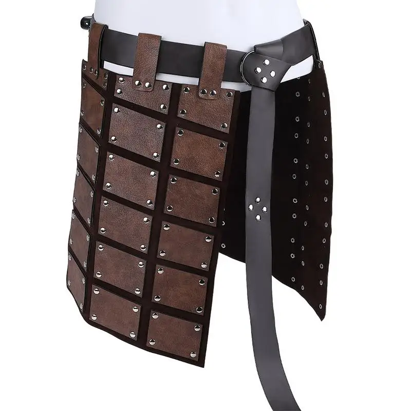 Medieval Thigh Faux Leather Knight Costume Thigh Belt Vintage Realistic Thigh Skirt Protector For Show Party Cosplay Men