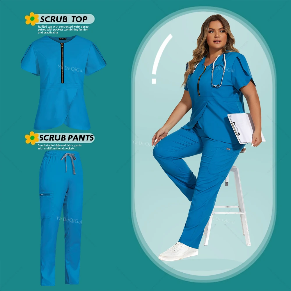 

Medical Uniform Nurse Scrubs Set Beauty Agency Clothes Womens Suit Pet Shop Veterinary Nursing Accessories Breathable Top Pants