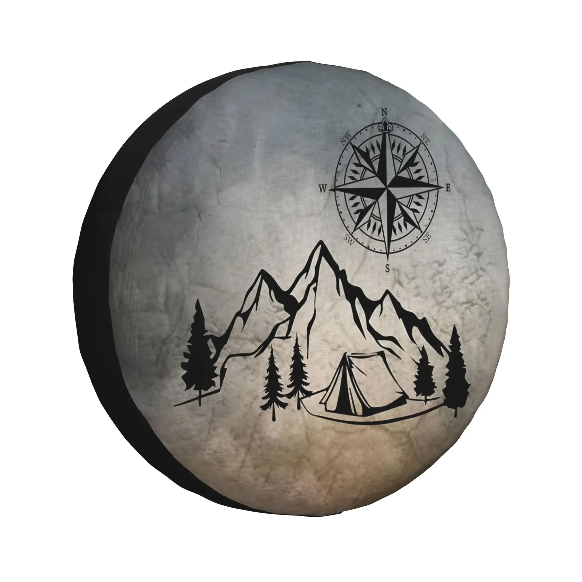 

Mountain & Compass Pattern Spare Tire Cover Universal Waterproof Dust-Proof for RV Travel Trailer Truck SUV Camper Accessories