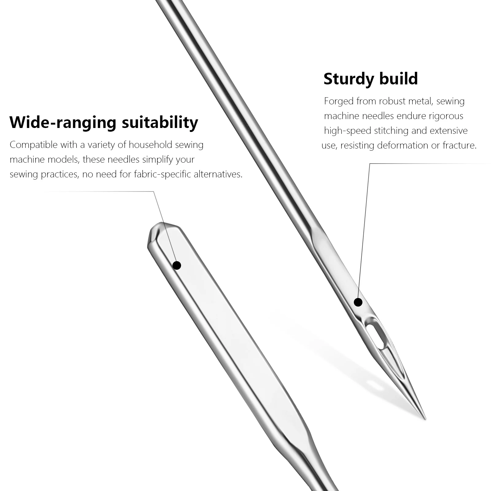 

100pcs Machine Needles Heavy Duty Regular Point Metal Fabric Stitching Replacement Sewing Accessories Embroidery