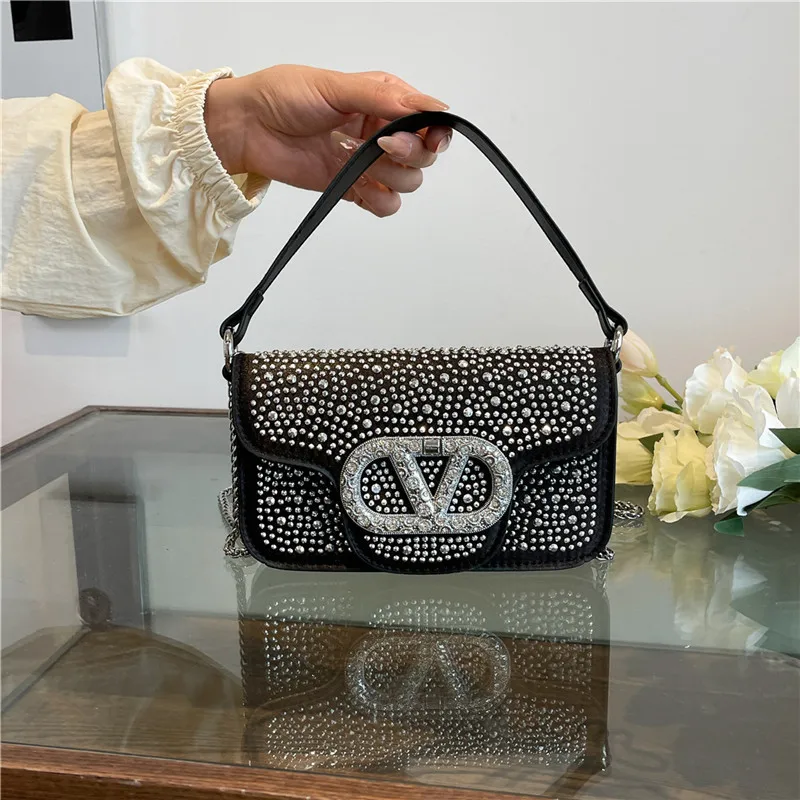 

Crystal-Studded Square Bag 2025, Sparkling Evening Shoulder Bag, Elegant Rhinestone Crossbody Purse for Parties & Events