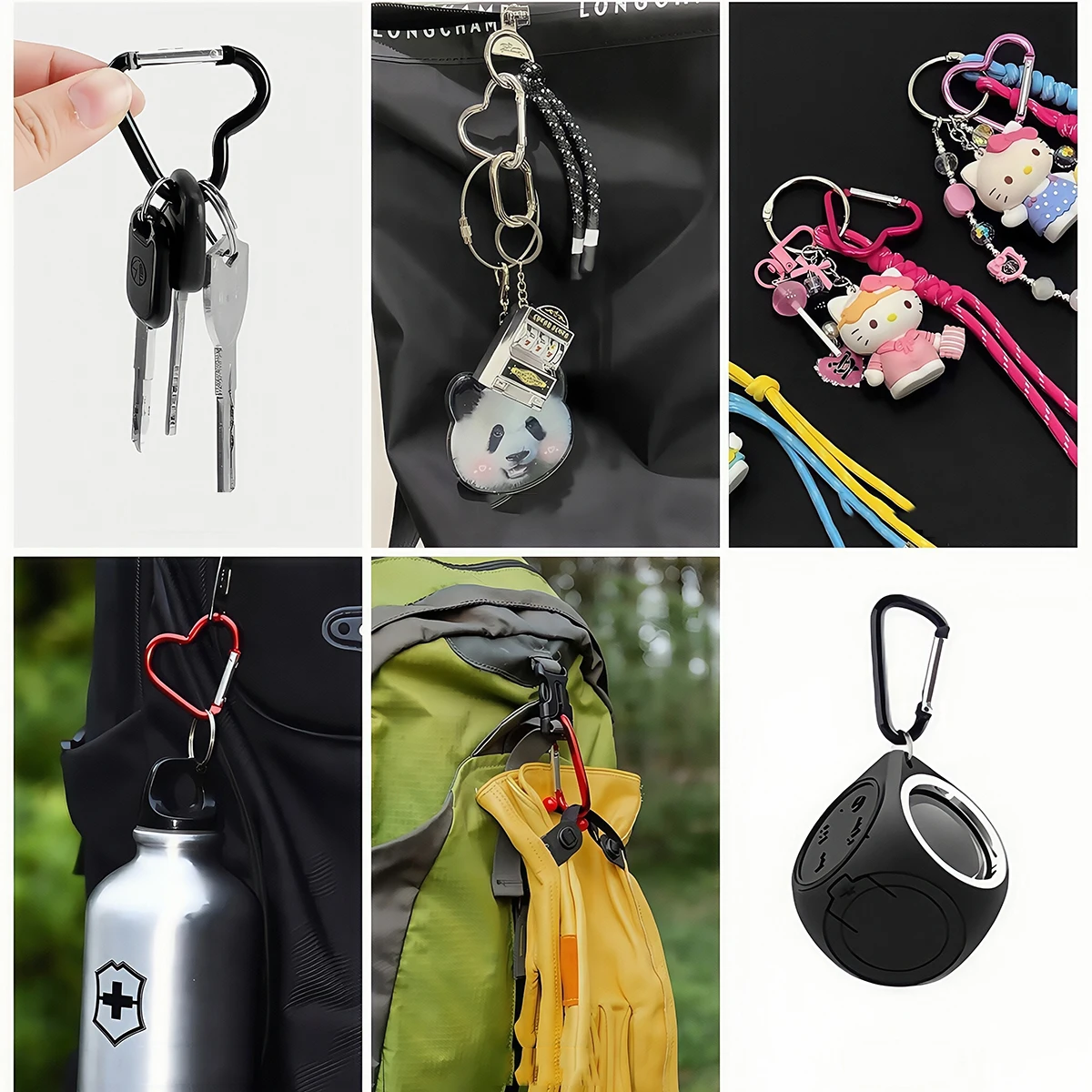 Herzförmiger Aluminium-Karabiner Schlüsselanhänger Clip Outdoor Camping Schlüsselring Federhaken Wasserflaschenhaken Reisezubehör – Detail 2