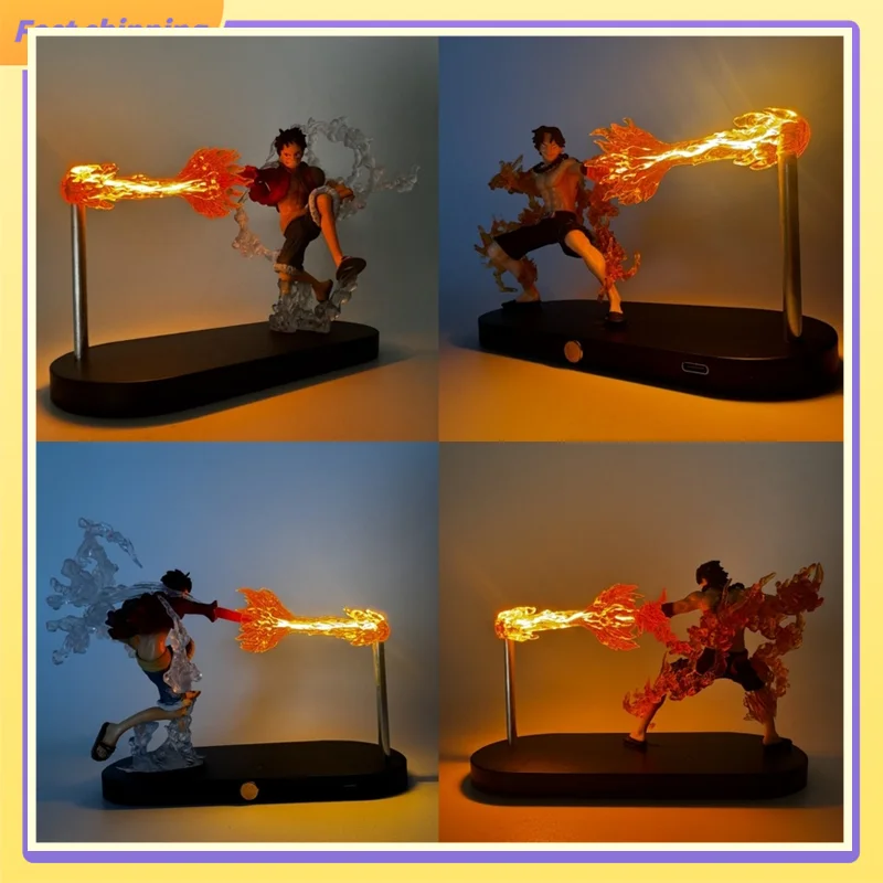 

2025 Anime One Piece Night Light Edition Fire Fist Luffy Fire Fist Ace Glowing Ornament Handheld Model