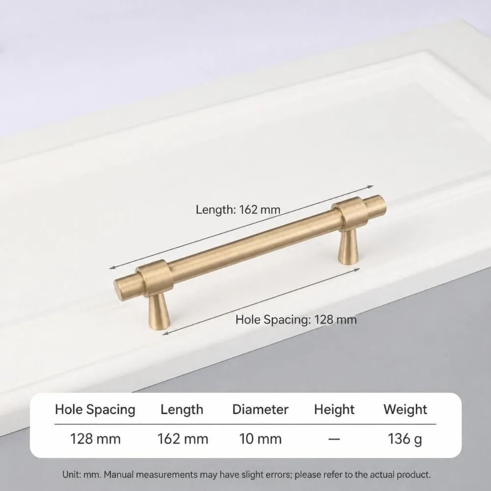 Nordic Satin Brass Cabinet Handles T Shape Solid Brushed Furniture Handles Golden Pull Handles Kitchen Cabinet Wardrobe