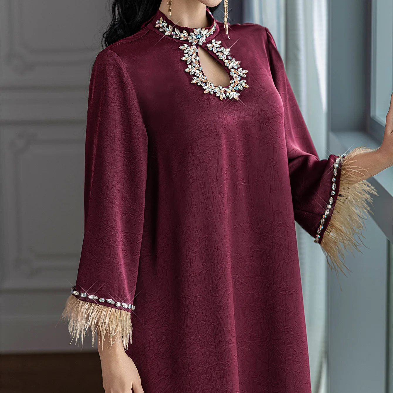 Dress Women Eid Abaya Diamonds Dresses Muslim Arab Long Robe Jalabiya Ramadan Morocco Dubai Abayas Party Kaftan Islam Vestidos