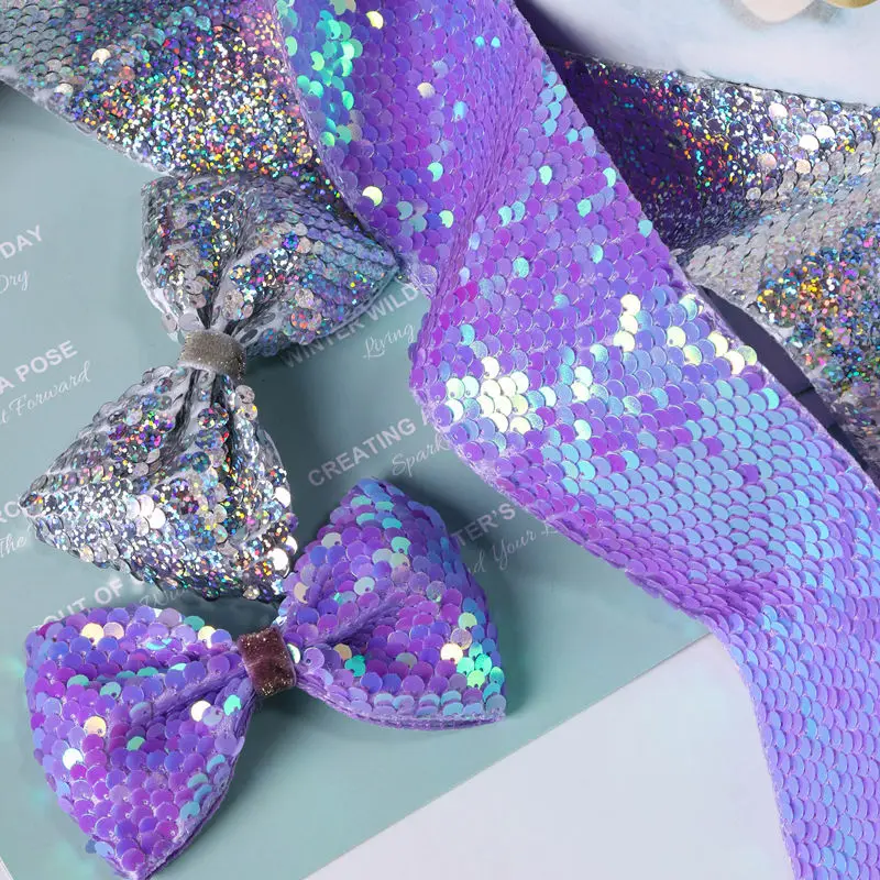 Sequin Laser Gradient Ribbon DIY Pet Bow Tie Hair Accessories Clothing Handmade Material Supplies Kawaii Single Faced Tulle