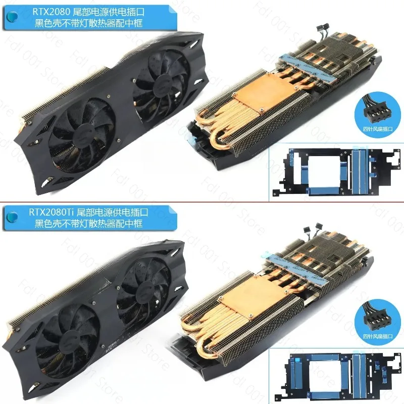 Reference 2080 Ti Heatpipe Modified Graphics Card Cooler Backplate Top Rear Connector