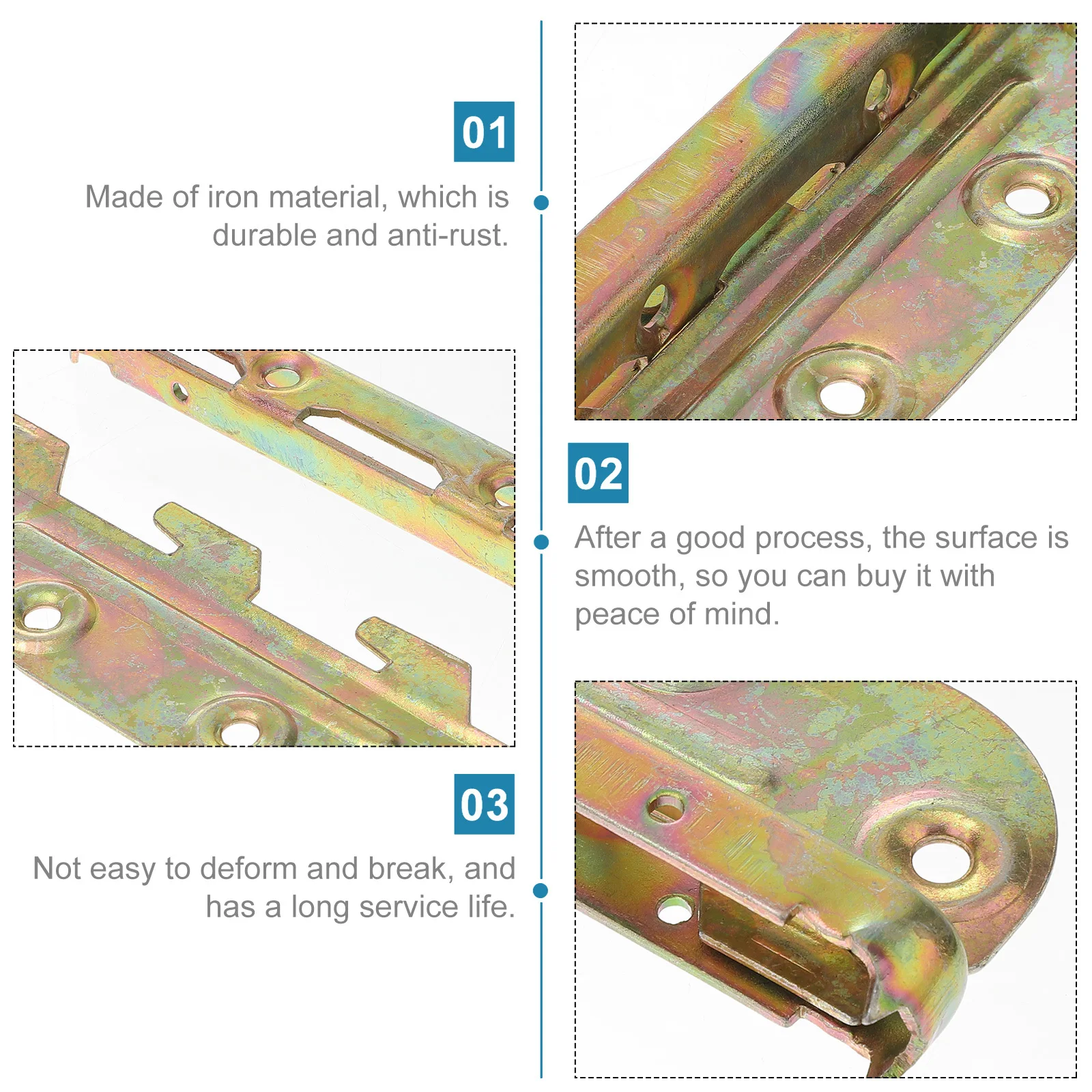 

4Sets Bed Rail Brackets Iron Furniture Fasteners Heavy Duty Replacement for Bed Frame Headboard Connection Headboard Brackets