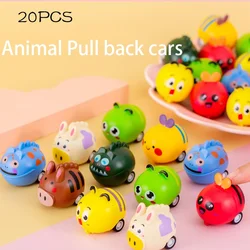 20Pcs Cartoon Animal Pull Back Car Toys for Kids Birthday Party Favors Baby Shower Pinata Fillers Wedding Guest Gift Treat Bag