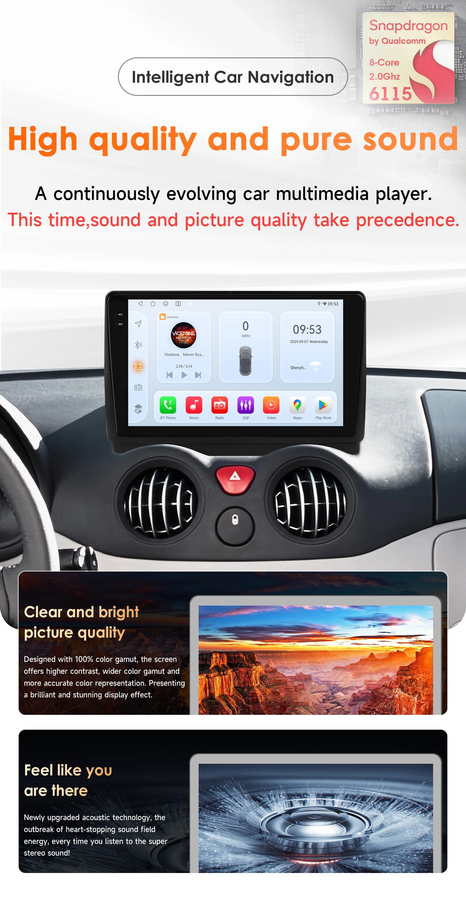 OSSURET Intelligent Screen Carplay 4G 2Din Android 14 Car Radio for Citroen C2 2002-2006 Citroen C3 Multimedia Video Player WIFI