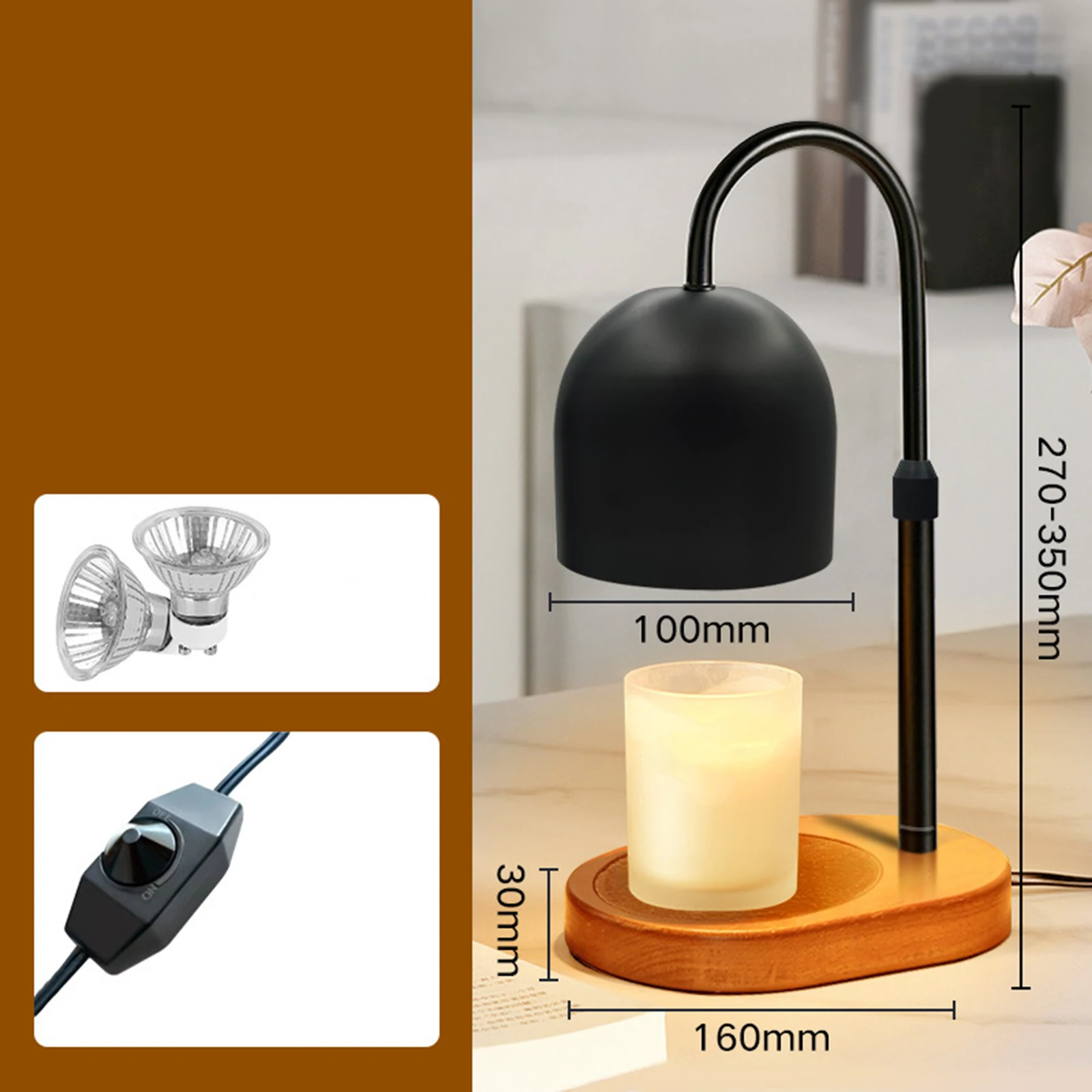 Candle Warmer Lamp Electronic Candle Melting Lamp Adjustable with 2 Bulbs for Tabletop Lamp Jar Candles Decorative Bedroom Gifts