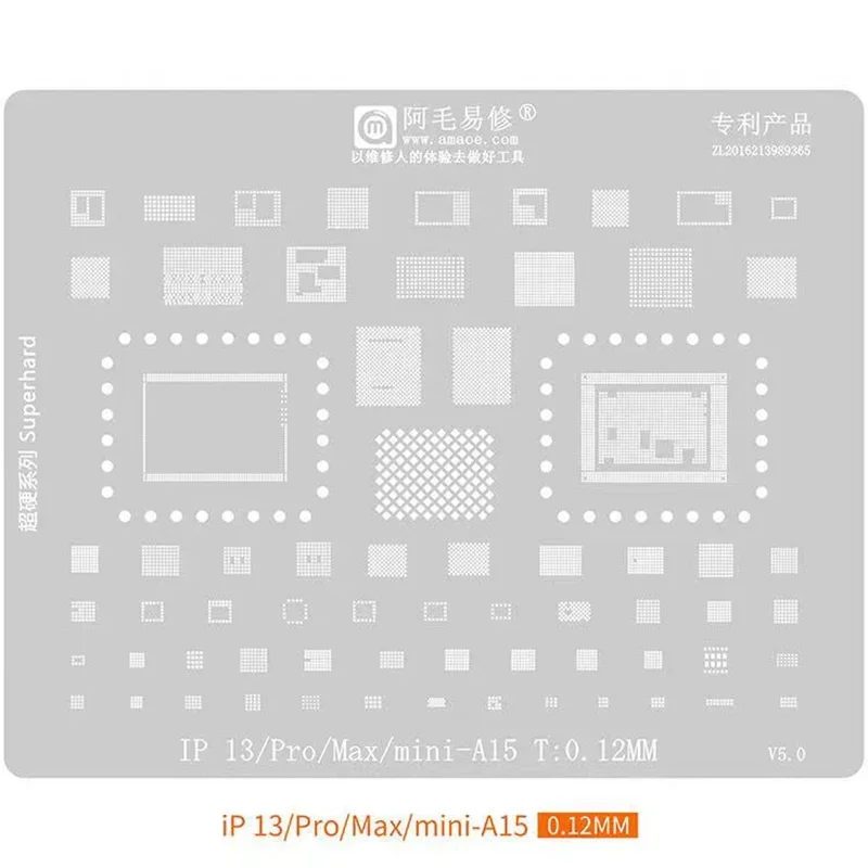 AMAOE BGA Reballing Stencil Template for Iphone 5S 6 6S/ 7 8 X XS /MAX /XR 11 11PRO/MAX 12/13 14 12/13Pro Max Tin Mesh Tools Set