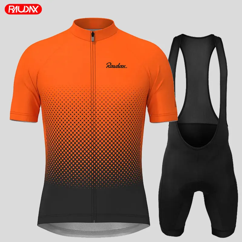 2023 Raudax Cycling Bib Shorts Men\'s Mountain Bike Jersey Clothing Summer Complete Racing Bicycle Clothes Quick-Dry Sports Set