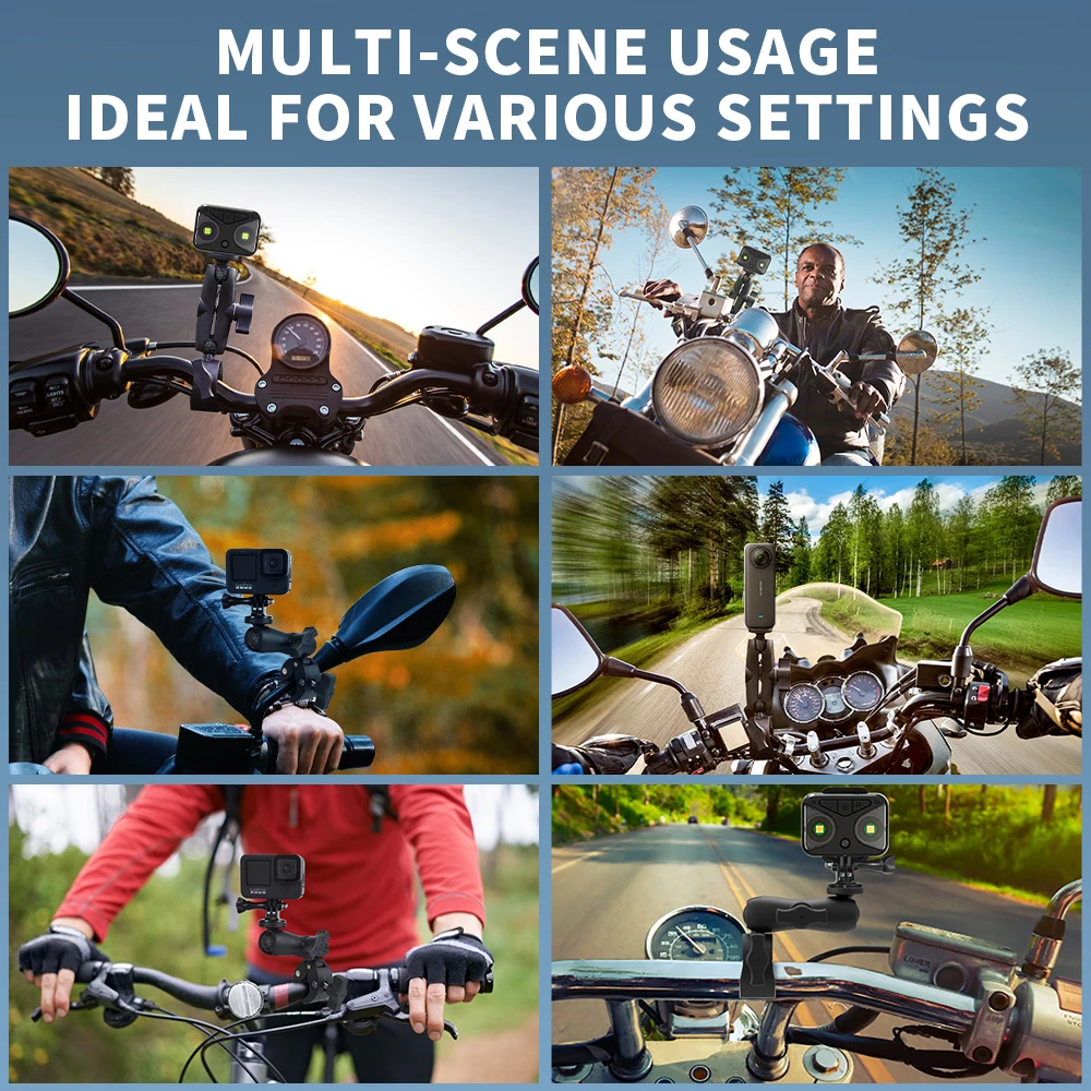 Super Clamp Action Camera Mount 360° Ballhead Magic Arm Double Ball Head Adapter with Thread for Insta360 for GoPro Camera Clip