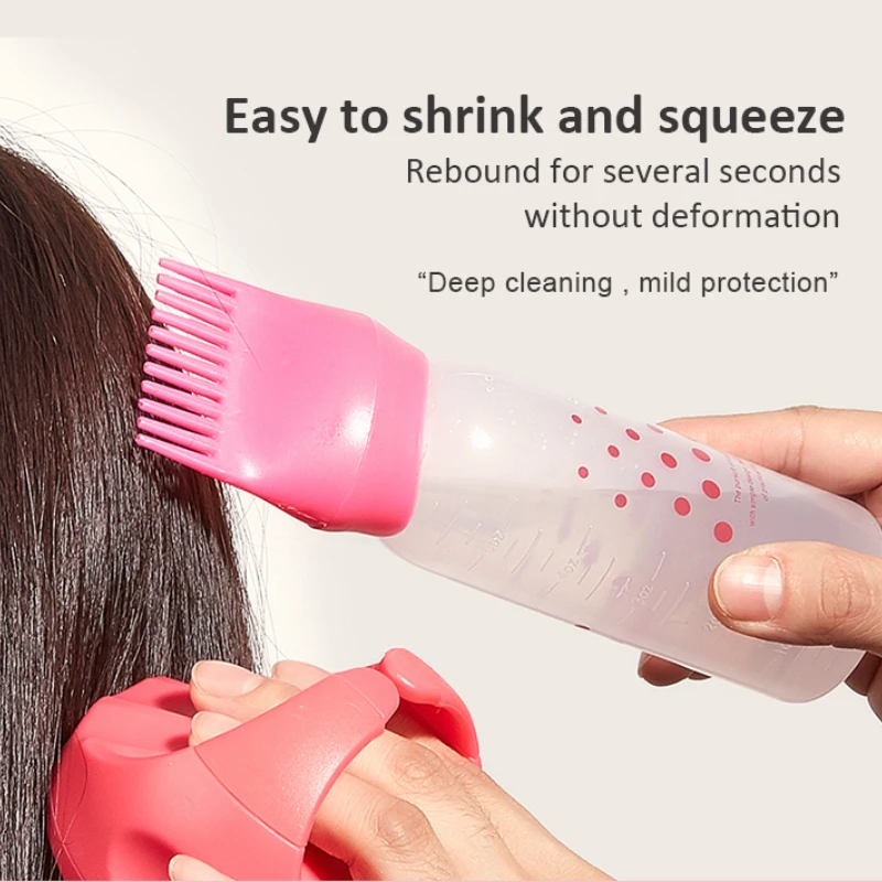 2pcs/set Silicone shampoo bottle PP Hair Dye Bottle With Aplicator, Oil Bottle Brush, Scalp Massage Brush Hair dye bottle