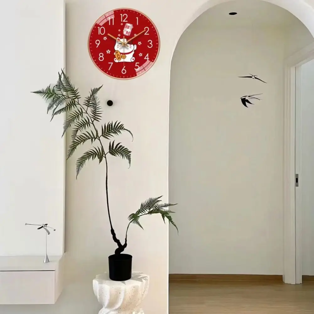 1PC Lucky Household Wall Clocks High Quality Simple Fashion Silent Wall Clock Cute Red Living Room Clock For 8-Inch Home Decor