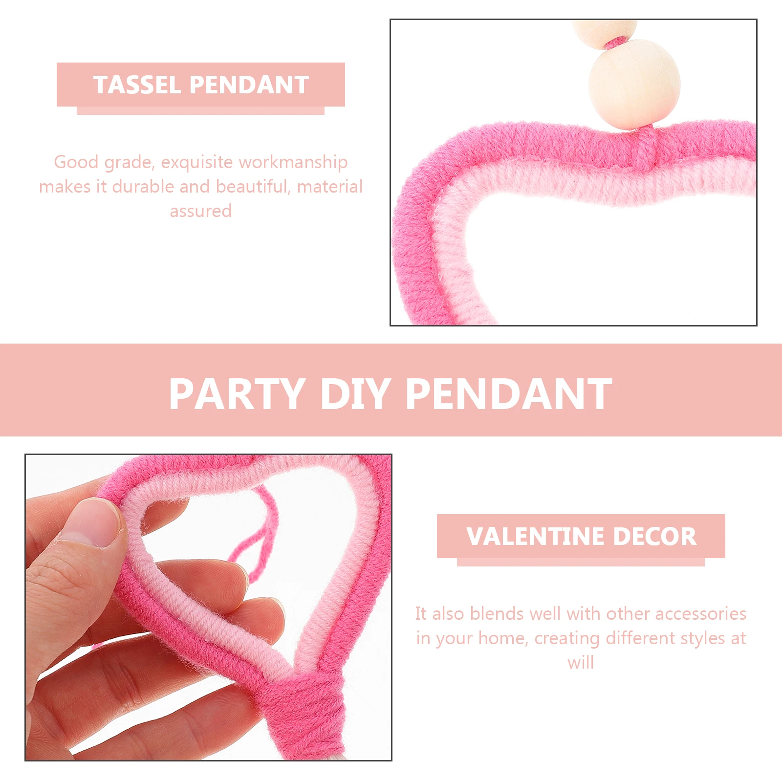 Ciondolo con nappa in feltro di lana a forma di cuore, decorazione romantica per San Valentino, ornamento da appendere per regali fai da te per feste da parete