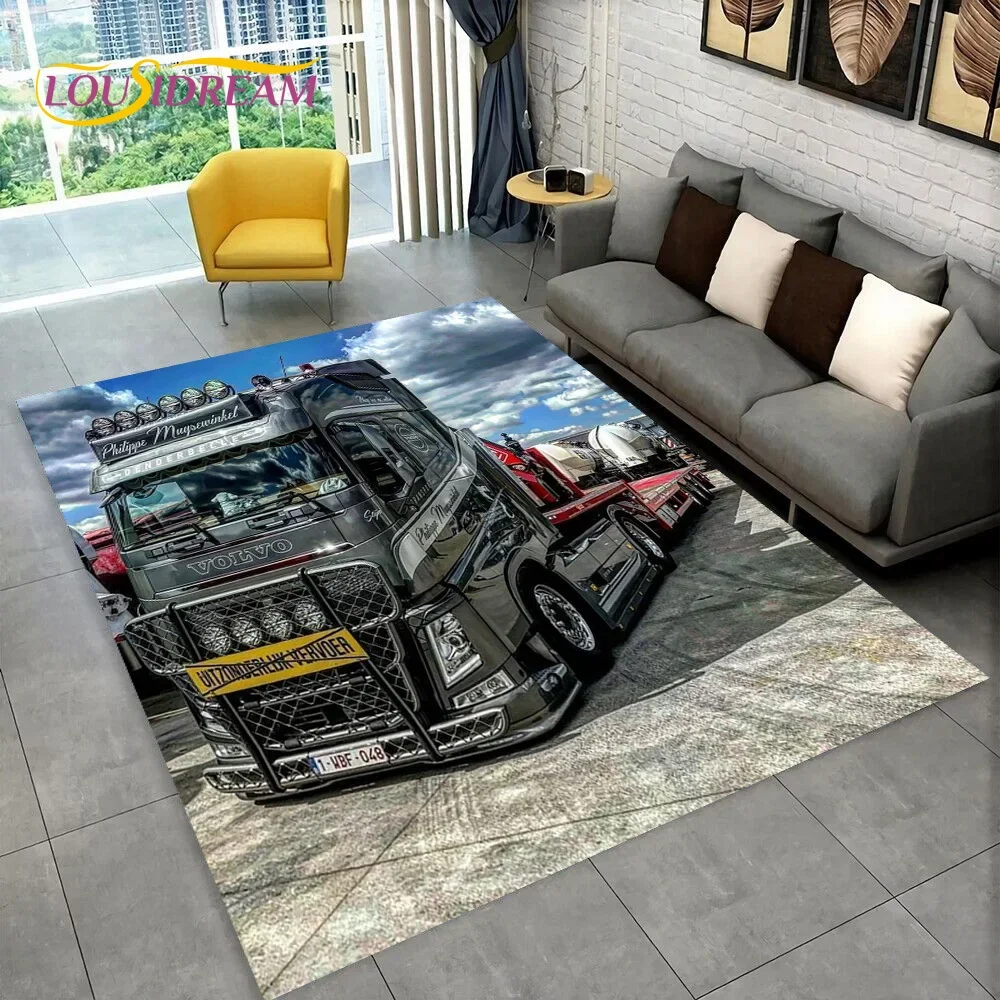 3D Volvo Truck Lorry Carpet Rug for Bedroom Living Room Home Sofa Decoration,Children Game Large Decor Floor Mat Motorcycle Gift