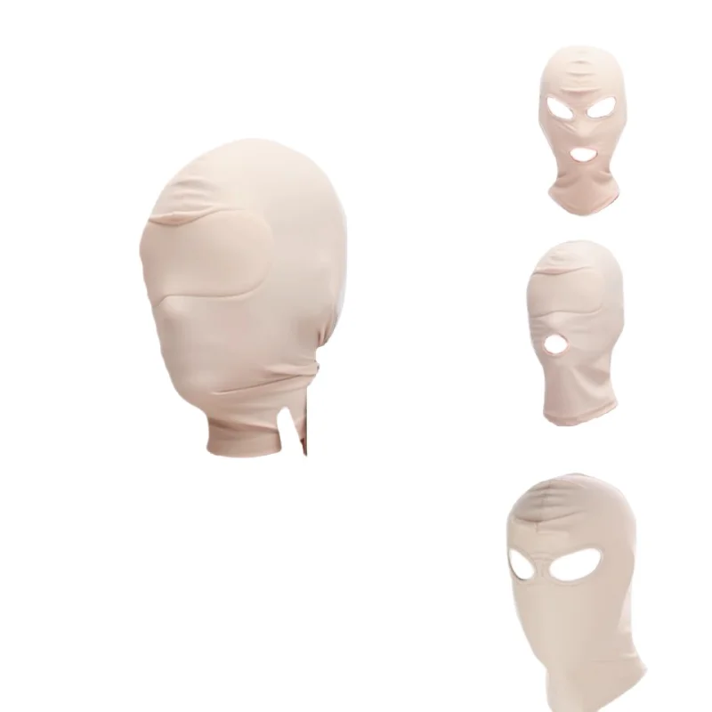 Adult Sex Toys Full Face Romantic Mask with Elastic Fabric Exposed Mouth Veil Hood for Couple Cosplay Flirting Snug Headgear view 2