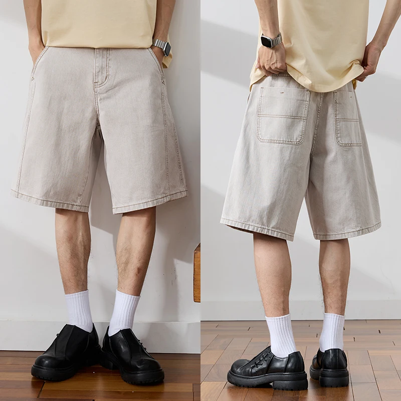 

Men Pure Cotton Denim Shorts Cityboy Streetwear Fashion Loose Casual Plus Size Denim Short Pant Jeans Shorts