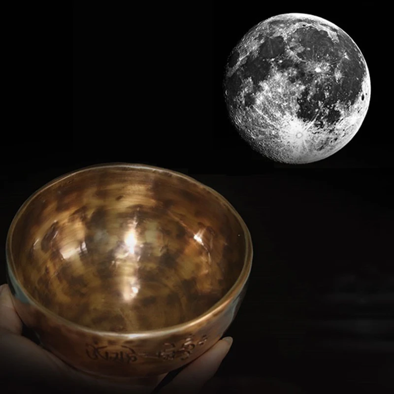 Nepal Singing Bowl Copper Full Moon Singing Bowls Buddhist Meditation Original Tibetan Bowl Sound Healing with Mallet Cushion view 3