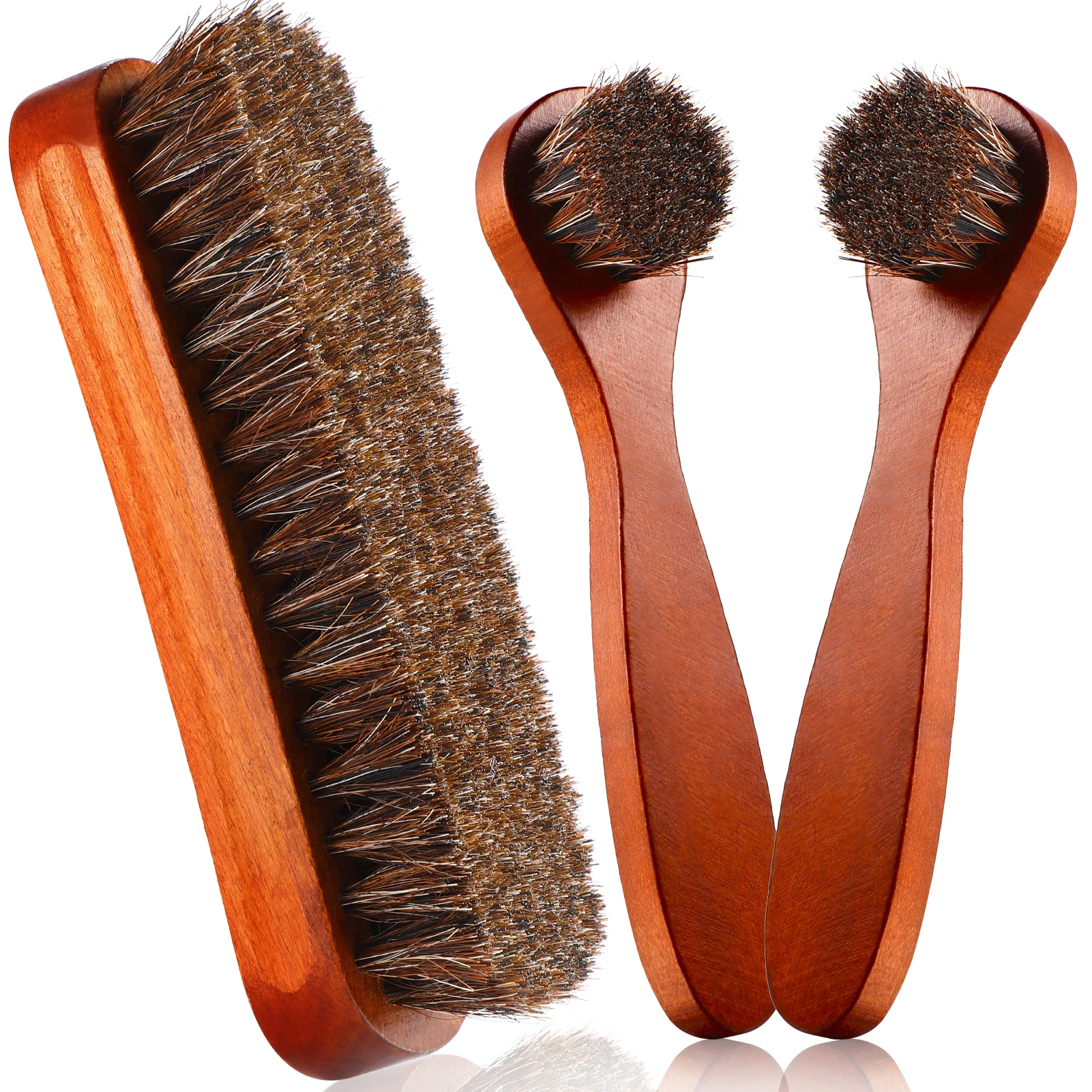 

3 Pieces Horsehair Shoes Polish Brushes Kit Leather Shoes Boots Care Clean Polish Daubers Applicators