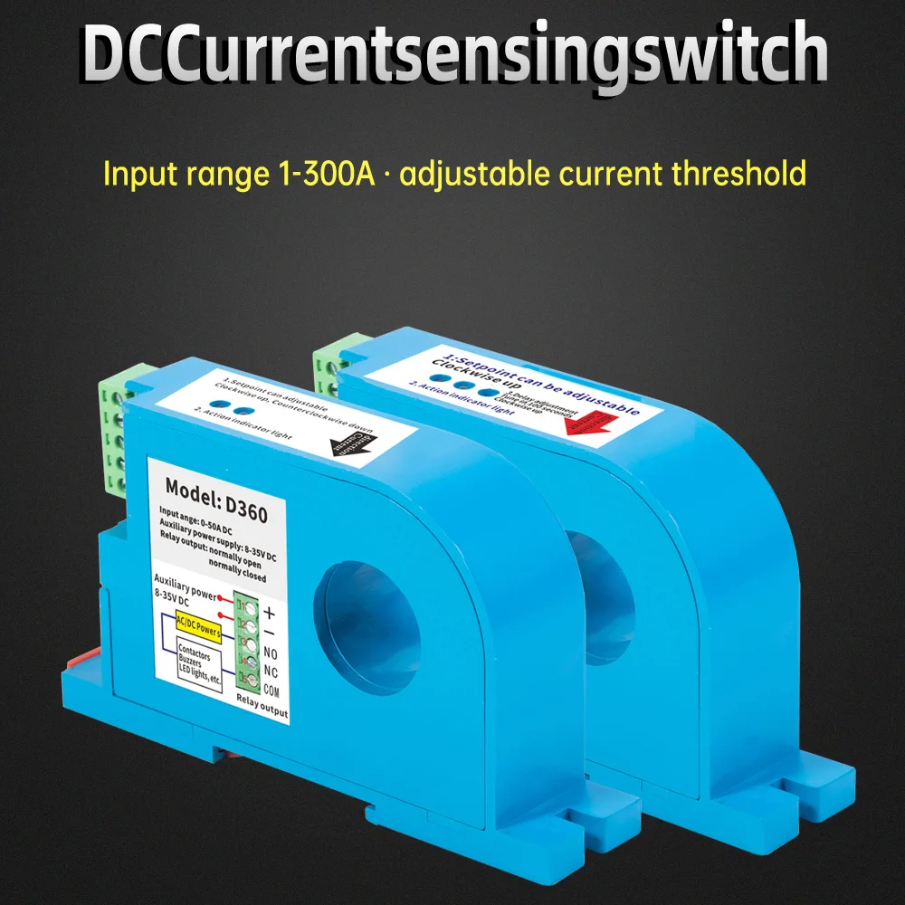 DC Current Sensing Switch 0-50A/0-100A Perforated DC Ampere Switch Din DC Current Sensor Induction Switch Hall Sensor