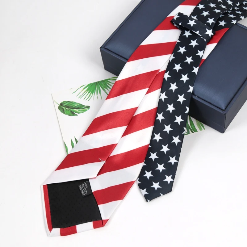 Sternförmige gestreifte amerikanische/USA-Krawatte aus Dacron mit Flaggenmotiv, Unisex-Krawatte für Erwachsene, für Partys, Auftritte, Business, Urlaub, Accessoires – Detail 5