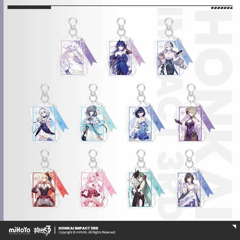 Official MiHoYo Honkai Impact 3rd 10th Anniversary Star Invitation Gown Series Acrylic Charm Keychain Anime Collectible Pendant