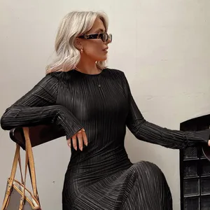 Bodycon MIDI dài tay của Hawthaw-Women, Quần áo màu cam, Kinh doanh bán buôn, Thời trang, Thời trang, Mùa thu, 2022 12 Quần áo bán hàng chính Orange - №2