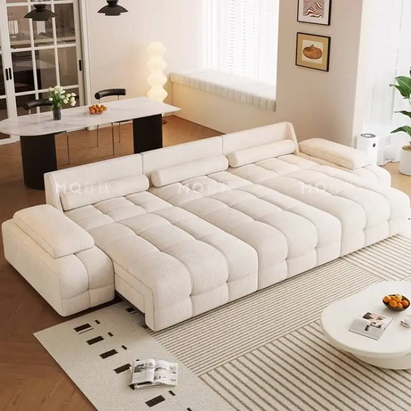 Chenier Lawrence Electric Living Room Sofa Adjustable Lounge Chair Retractable Sofa Bed Cream Wind Cadeiras Furniture Home