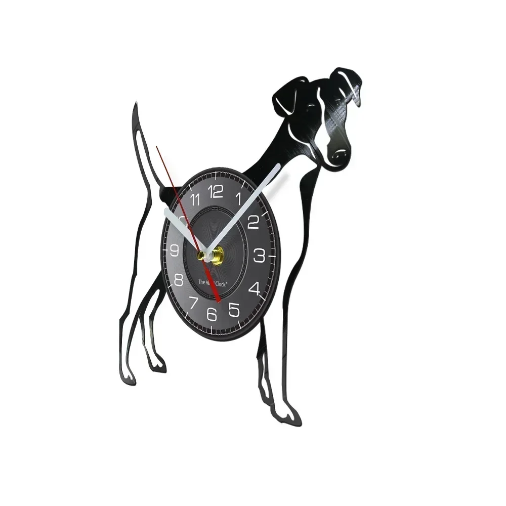 Smooth Fox Terrier Vinyl LP Disc Wall Clock Puppy Dog Lovers Home Decor Wire Fox Terrier Retro Music Album Longplay Record Clock