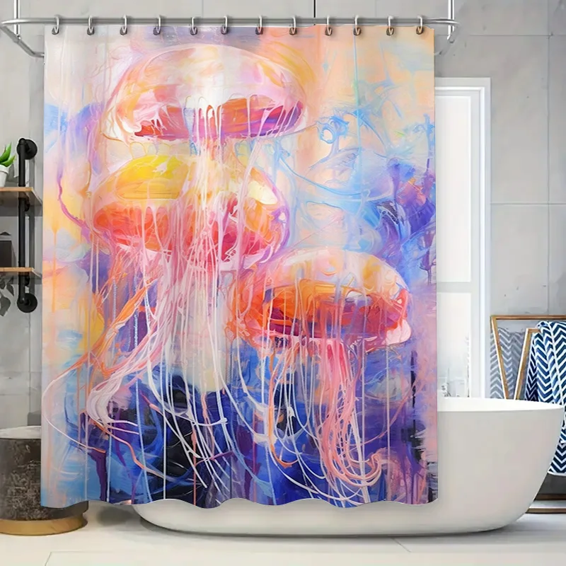

Colorful Jellyfish Bath Shower Curtain Waterproof Fabric Decorative Room Decoration for Home Bathroom Pink Yellow Blue Purple Wh