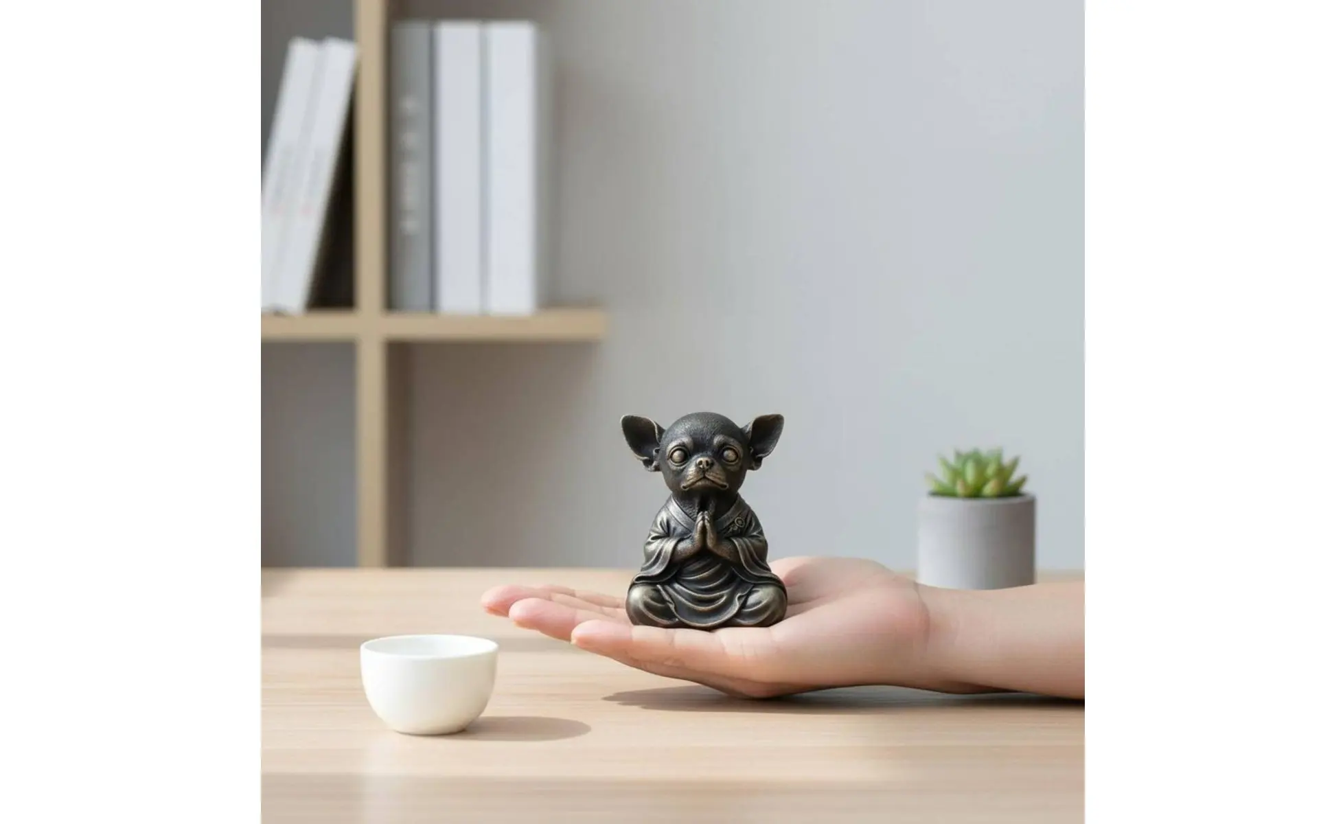 Meditating Dog Statue Cute Zen Dog Figurine Resin Zen Creature Figurine Outdoor Friendly Resistant for Desk