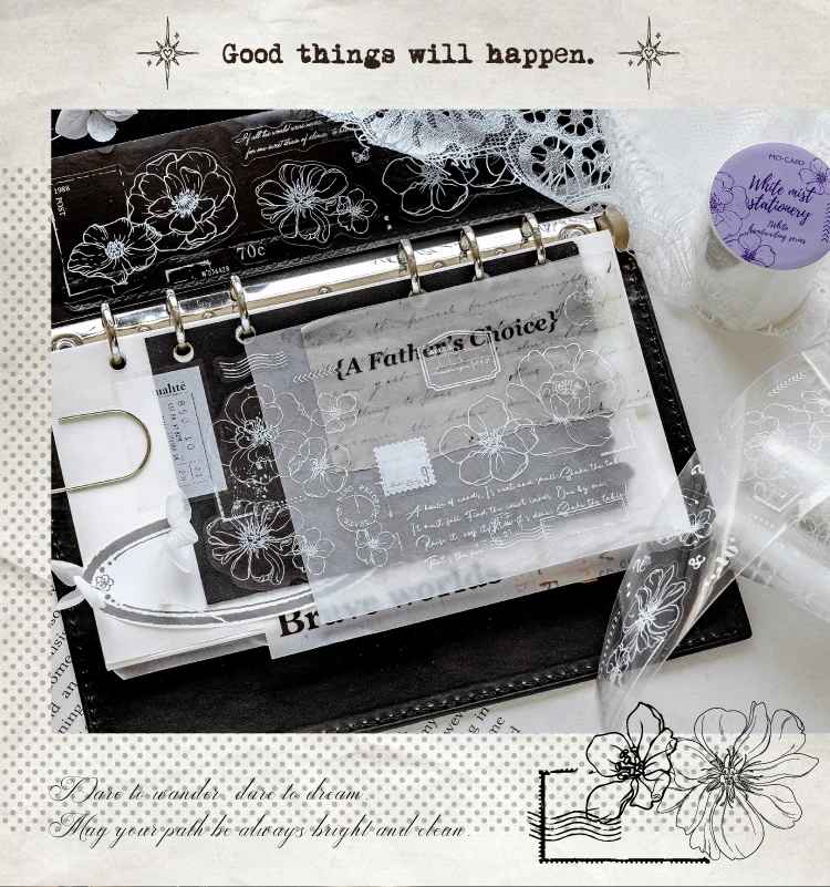 Journal GO 2Mx5cm Notizband mit weißer Tinte, kreatives, schönes Masking-Tape, Aufkleber, Journaling, Scrapbook, Karte, DIY-Briefpapier – Detail 22