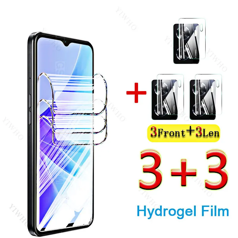 6in1 Hydrogel Film Screen Protectors Full Cover Protective Film for Oppo A57s Camera Lens for Oppo CPH2385 A 57s 57 s Protective