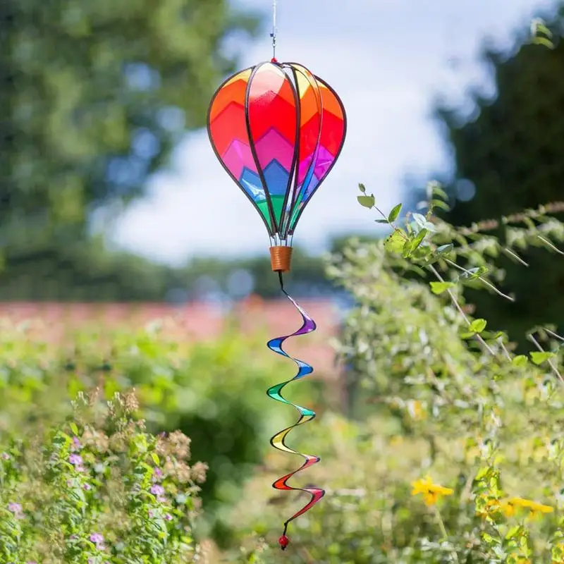 Hot Air Balloon Wind Spinner Rainbow Hanging Wind Twister Outdoor Windmill Garden Front Yard Home Festival Celebration Decor