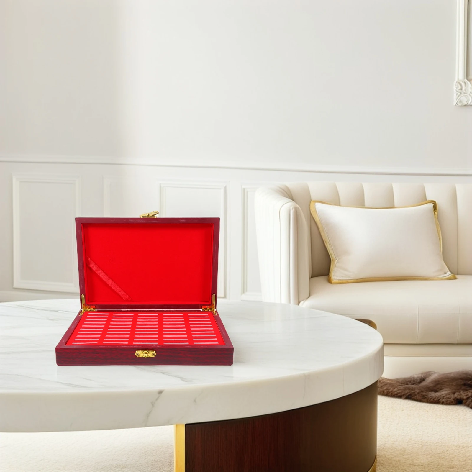 1pc Wooden Coin Box Multifunction Collection Case Portable Coin Storage Organizer Commemorative Coins Wood Container