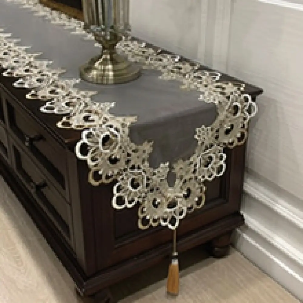 High Quality Fabric Rectangle Tablecloth Lace Edge Desk Cover Dustproof Mat For Dining Room Kitchen Party Supplies