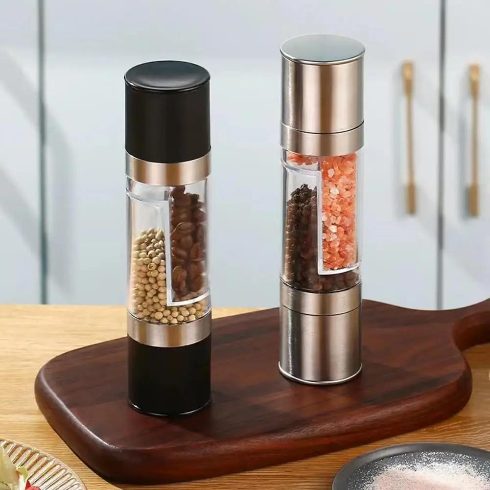 

Stainless Steel Pepper Grinder Stainless Steel Dual Spice Grinder Set with Ceramic Cores for Adjustable Seasoning for Kitchen