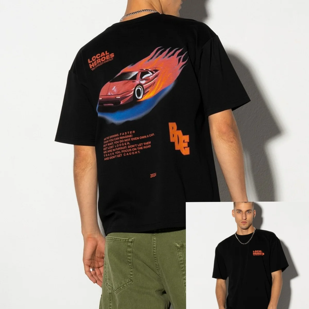 

T-SHIRT BIG DANGER ENERGY Pure Cotton High-end Short-sleeved Summer New Print for Couples Loose and Versatile Fashionable