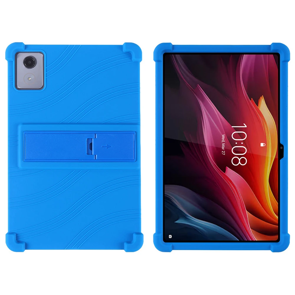 

For Lenovo Tab K11 Plus Silicone Case with Kickstand Rugged Protective Cover - Dark Blue