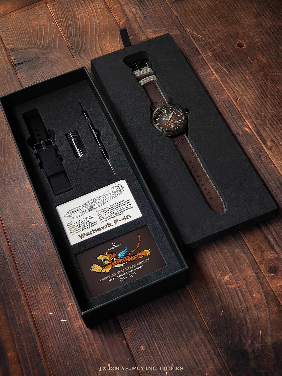Relógio mecânico masculino de vidro safira à prova d'água 100m Flying Tigers edição comemorativa relógio piloto, relógio de mergulho