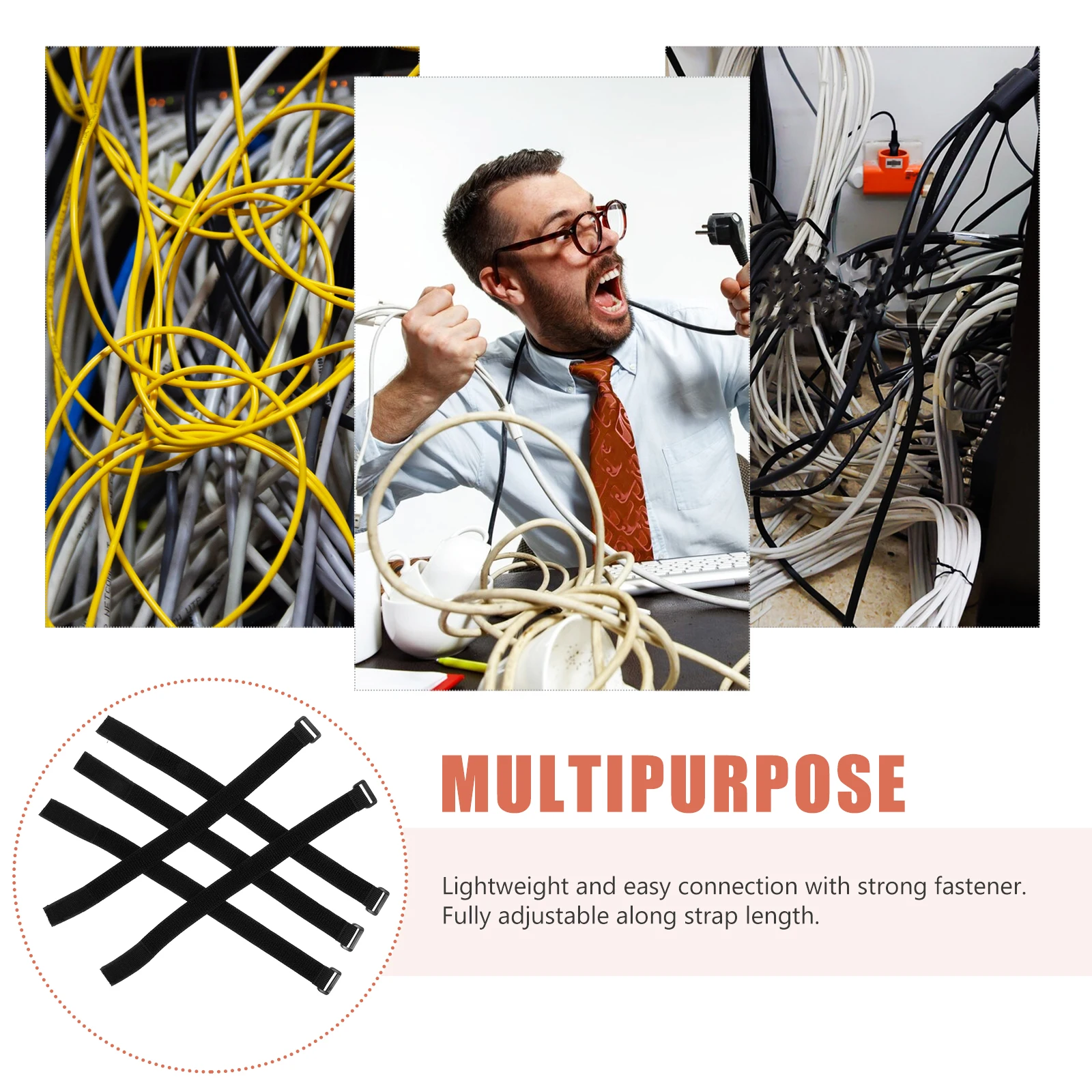 

20pcs Black Hook Loop Straps Adjustable Cable Ties Organizer For Wires Cords Management Reusable Fastening Tool Tape