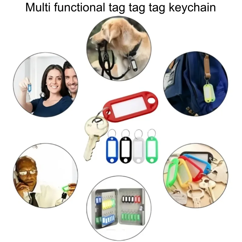 10-100PCS Coloful Key Tags Plastic Split Key Ring Paper Labels Windows Flexible Key Organizer DIY Item Identifiers Luggage Tag