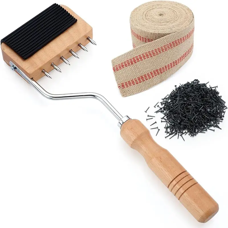 

Набор мебельных гвоздиков и инструментов AS94 - деревянная ручка, лента из мешковины 3,5 дюйма (10 ярдов), для ремонта стульев и мебели, набор для ремонта мебели своими руками