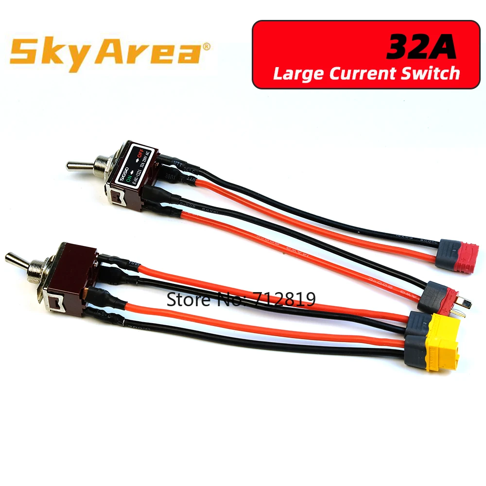 SkyArea 32A High Load Schalter mit AMASS XT60 T-Plug Power ON-OFF Toggle für E-Bike RC Flugzeug Boot ESC Motor Adapter