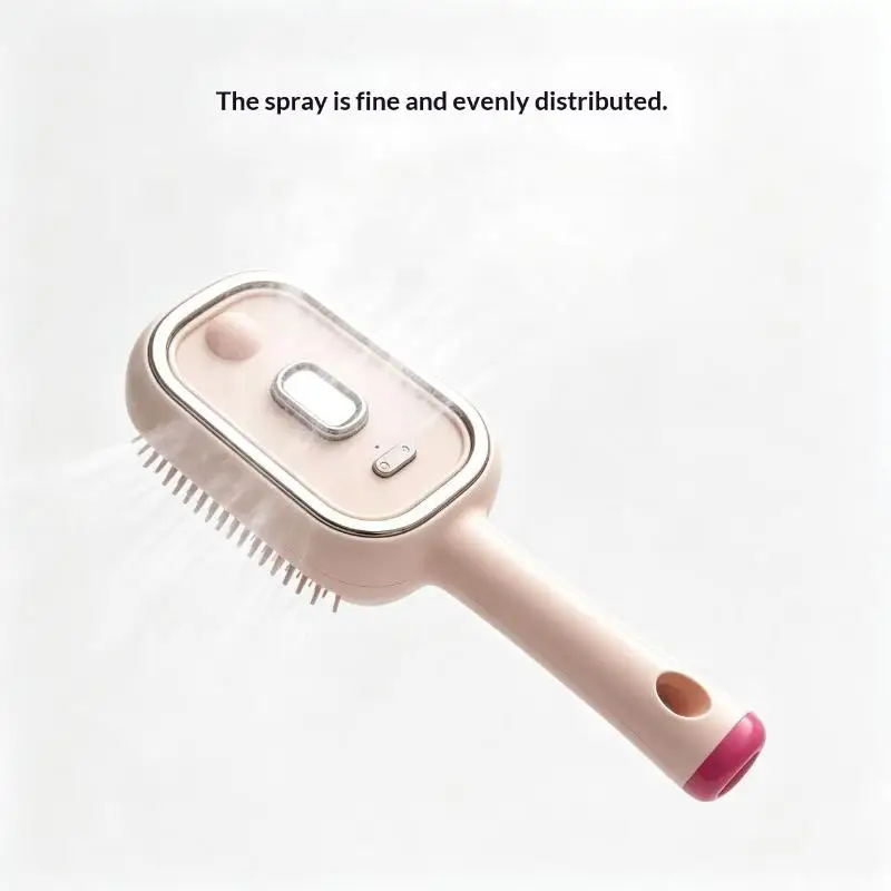 【Y】Electric Spray Hair Brush 2-In-1 Misting Hair Brush With Water Spray Reduce Frizz Anti-Static Retractable Steam Massage Comb