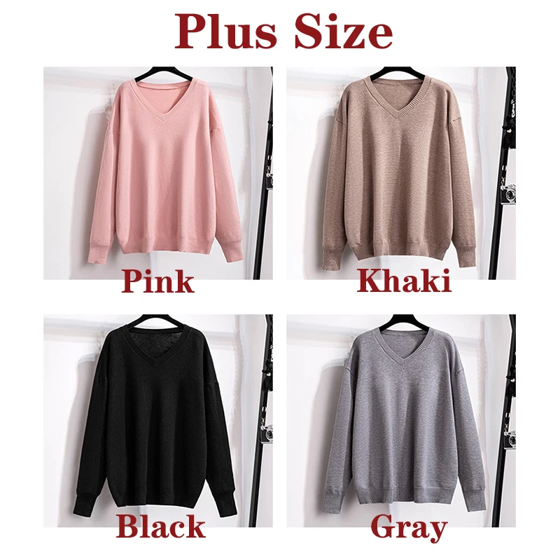 Big Size Women Clothing 100/175kg Bust 150/160cm Extra Large Pullover Thickened V-neck Bottoming Sweaters Suéter Grande